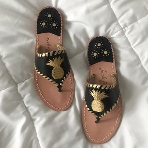 Jack Rogers Pineapple Sandals | Black/Gold, 6M